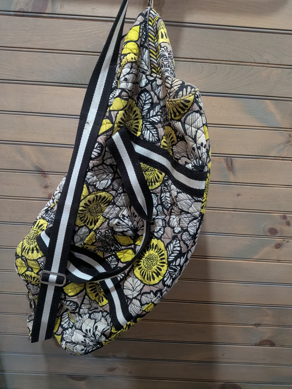 Quilted Floral Tote Bag in Yellow and Black Vera Bradley
